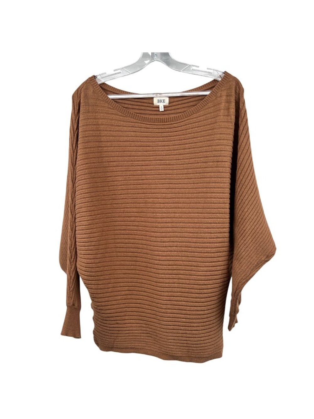 BKE Womens Oversized Knit Sweater Brown Long Batwing Sleeve Size Small